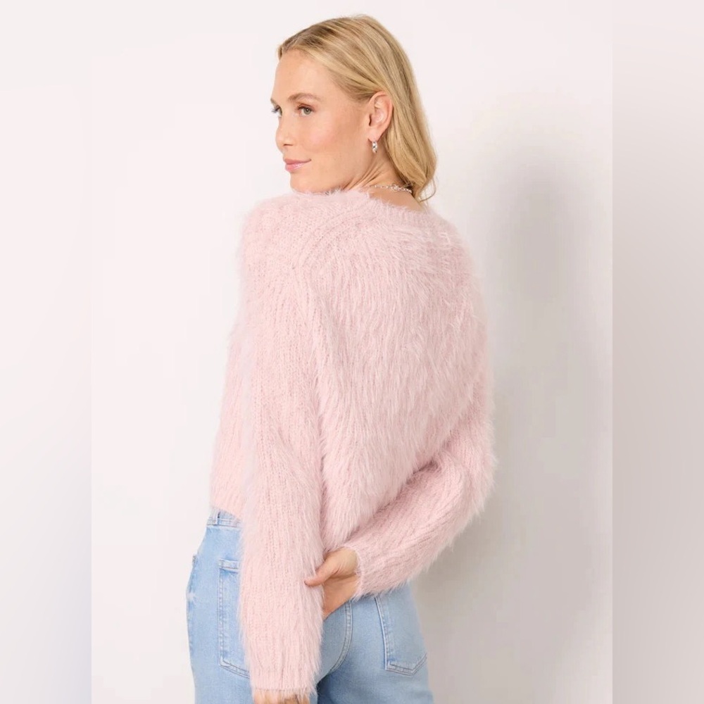 Velvet By Graham & Spencer Maylie Feather Yarn Sweater Pink - Picture 2 of 12